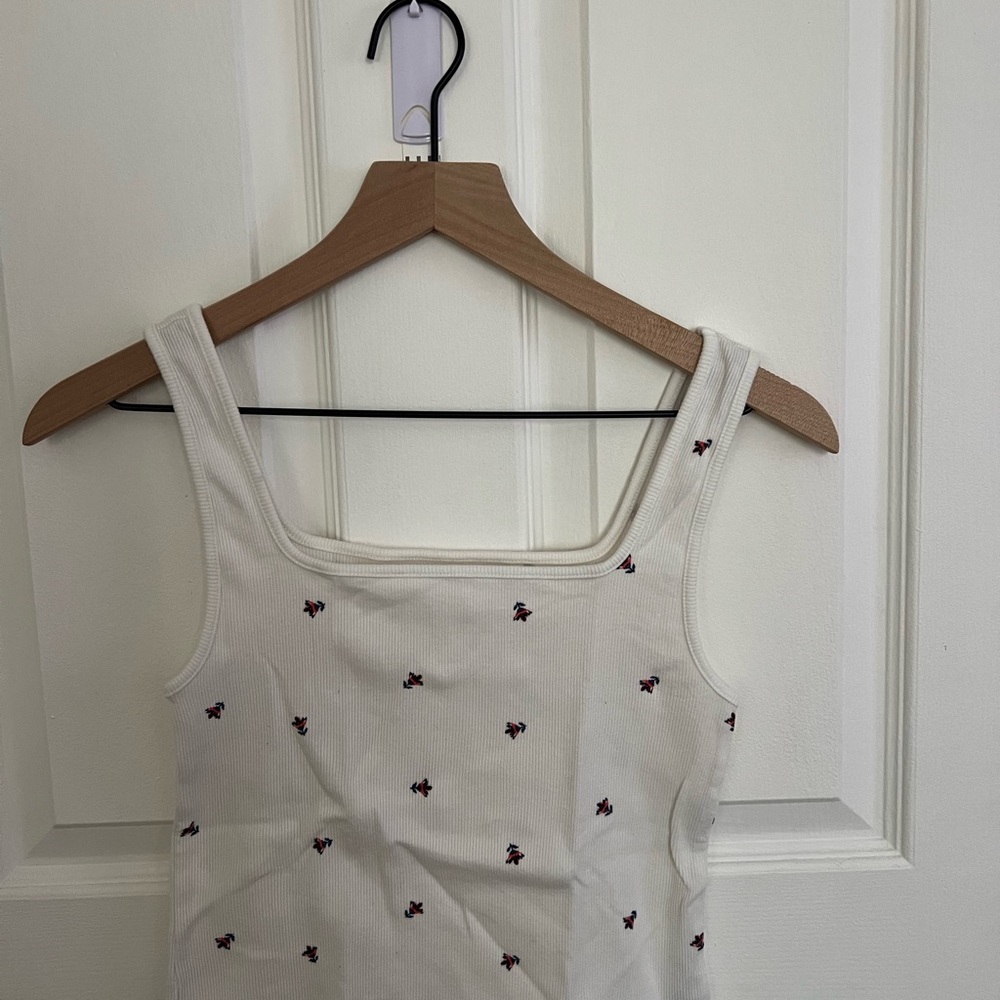 White Floral Tank Top